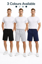2 Pack Mens Running Shorts Fleece Jogging Gym Elasticated Waist Sweat Half Pants