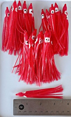 Pkg of 36 each 3.5'' Blood Red w/micro flake Squid Skirts
