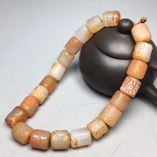 Tibetan Buddhism Old Agate Chrysal Dzi  Beads Prayer Lucky Totem Amulet Bracelet