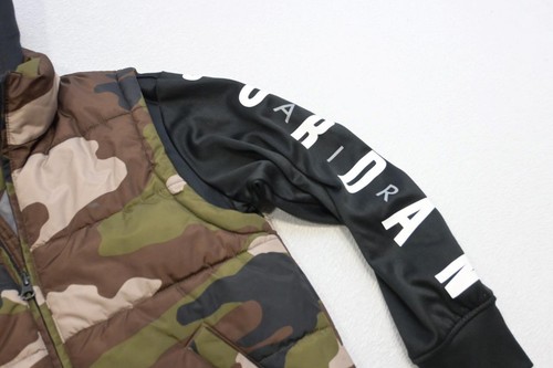 Nike Air Jordan Puffer Jacket Hoodie Full Zip Camo Performance Boys Size Small - Picture 2 of 5