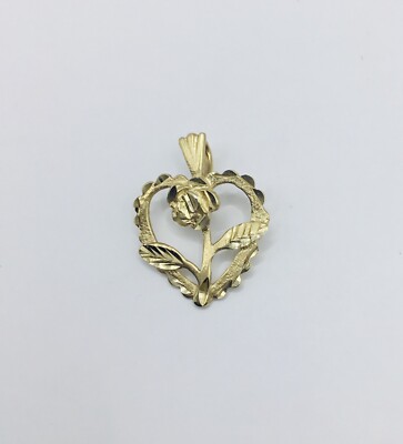 Blühende Blume Herz Anhänger 14k Gelbgold - 1,4g