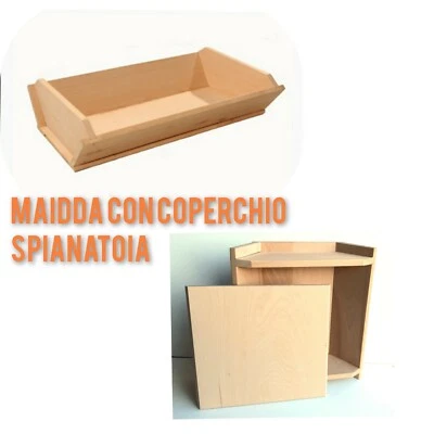 LA BOTTEGA DELL'ARTIGIANO Maidda madia vasca per impastare e lievitare con Coperchio In Faggio Massello