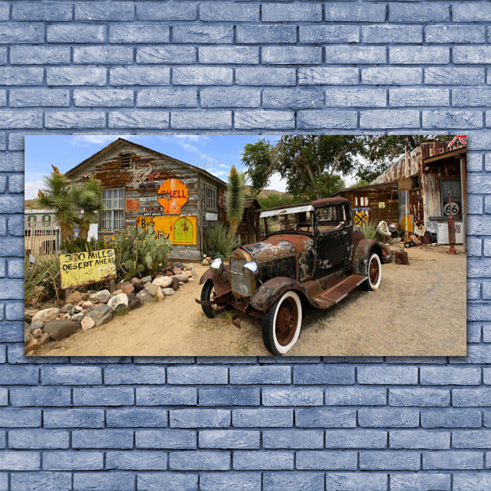 Grand tableau en verre 140x70 cm architecture voiture anti-reflet