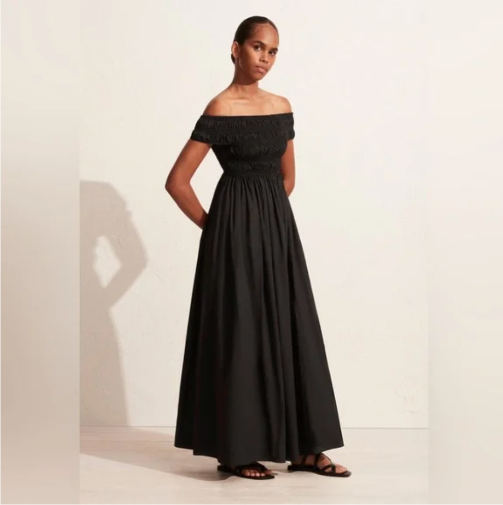 matteau shirred off the shoulder dress Matteau Shirred Off Shoulder Dress