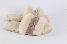 EMU Australia Off White Creamy Fuzzy Sheepskin Fur Slippers Cozy Warm Size 7