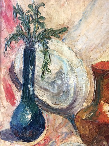 SHMUEL OVADIAHU (1892-1963) , Oil on Board , Still Life, Signed, OBADOWSKY - Picture 4 of 6