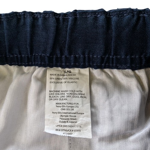 Cubavera Mens Large Navy Blue Linen Blend Classic Fit Drawstring Slack Pants New - Picture 6 of 6