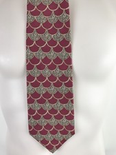BERT PULITZER Necktie Burgundy & Tan Half-Circles 100% Silk 57" Made in USA
