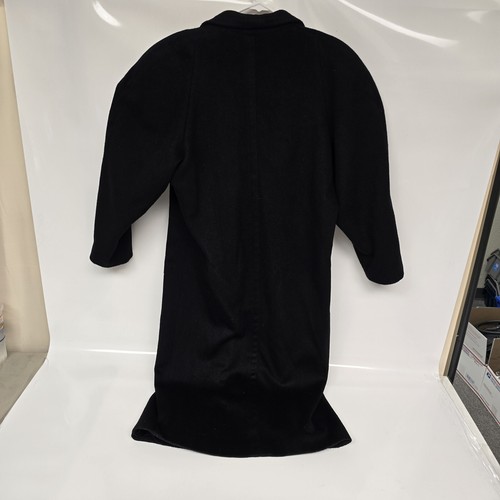 Vintage 80’s Paul et Duffier Women size 2 Black Long Wool Blend Trench Overcoat - Picture 5 of 8