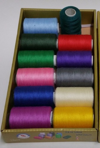 12 Spools Sewing Thread Polyester Assorted Colors 1200 yards each Spool - NEW - Picture 3 of 6