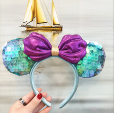 Disney Parks Little Mermaid Ariel Purple Mickey Mouse Minnie Ears Headband NWT