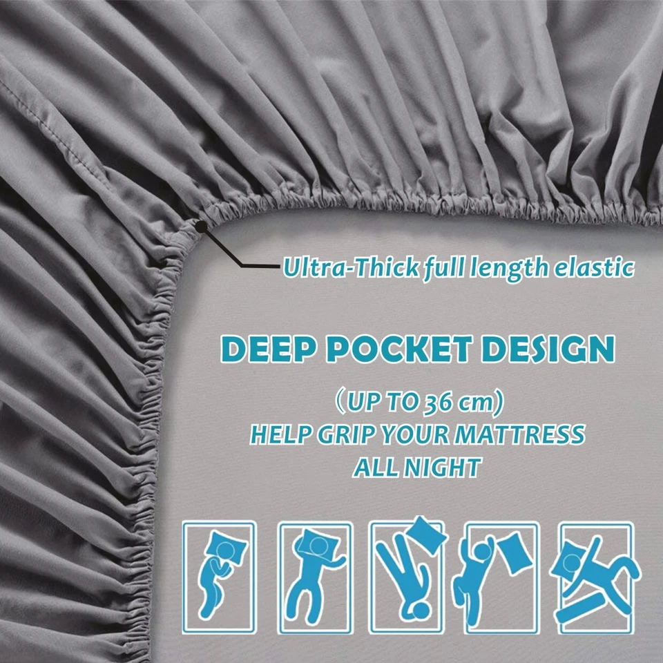 Hotel 2200TC 4 Pieces Ultra Soft Flat Fitted Sheet Set Single/KS/Queen/King Bed - image 3 of 4