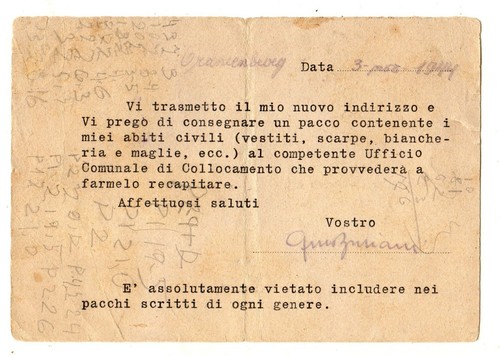 CARTOLINA POSTA DA CAMPO LAGER DORAMAND 1944 TACETE IL NEMICO VI ASCOLTA - Picture 2 of 2
