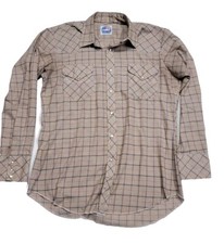 Vintage Miller Western Wear Pearl Snap Checkered Shirt Men 15 1/2-33 Made In USA