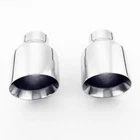 2pcs 2.5" Inlet Exhaust Tips Car Pipe Dual Wall Slant Cut 4.5" Outlet 7" Long