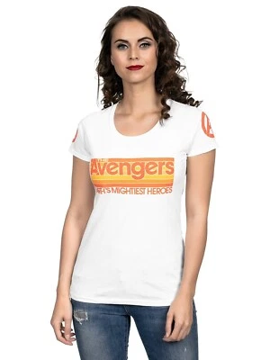 Marvel Avengers Logo Girl Shirt neu weiß Gr. S, M, XL, XXL, orange Vintage Style - Bild 1 von 4
