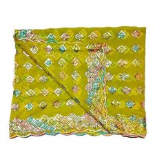 Heavy Green Vintage Dupatta Georgette Embroidered Long Stole Wrap scarf Hijab