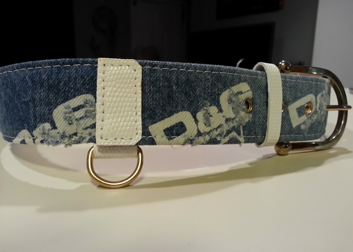 D&G Dolce and Gabbana Denim Leather Belt Size 85 Medium | eBay