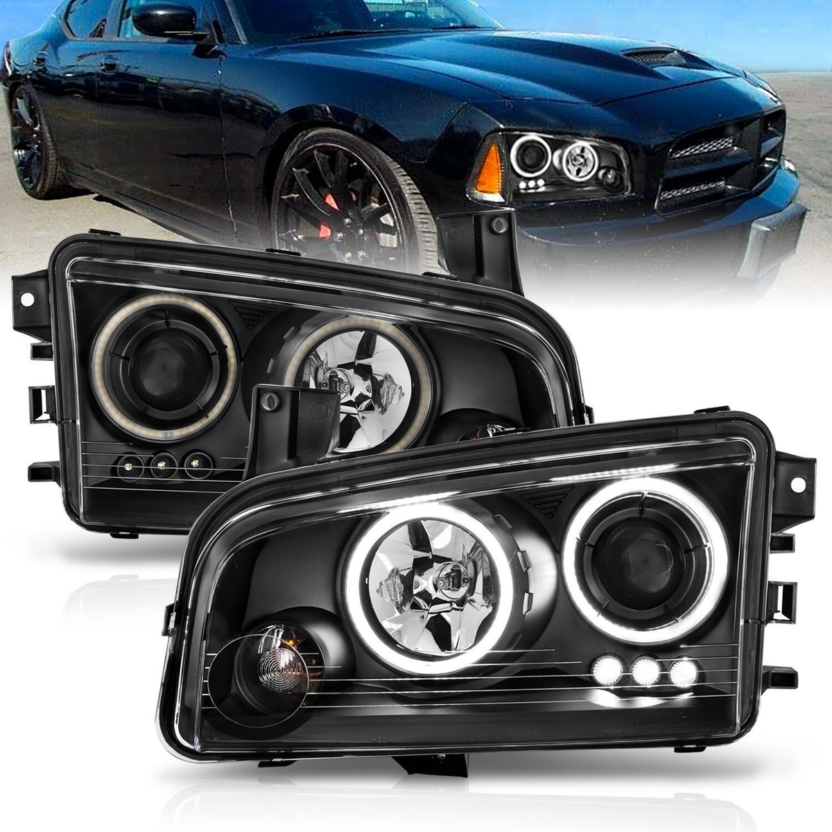 06 07 08 Dodge Charger RT SRT8 G3 Super Bright Halo Black