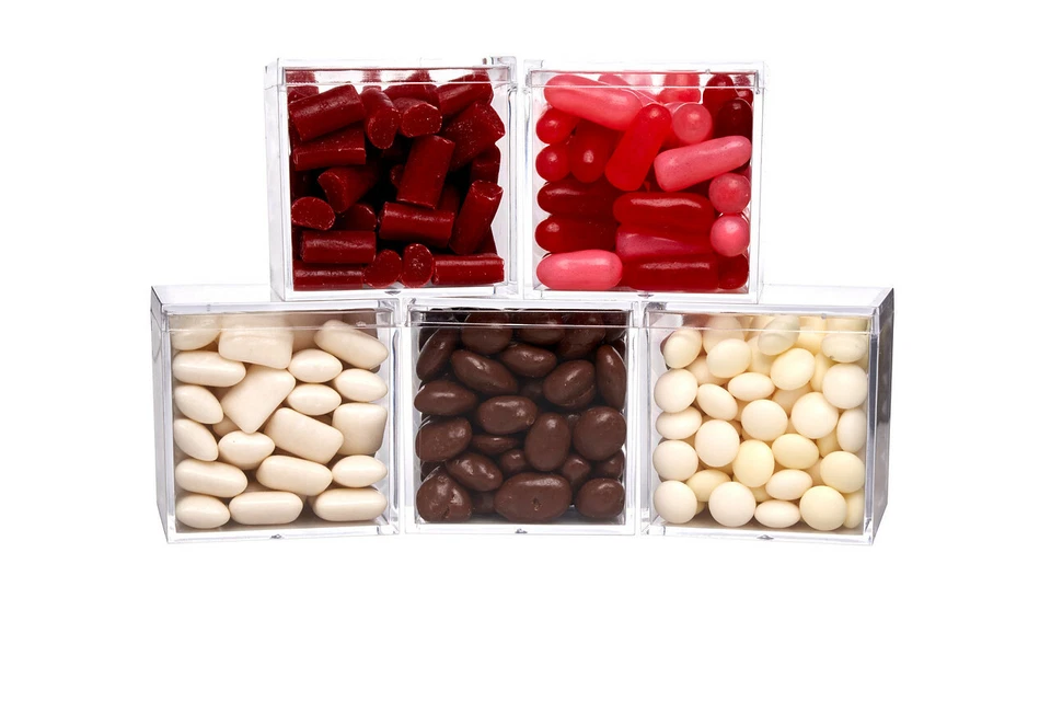 Caja de caramelos cubo cuadrado acrílico transparente 2X2X2 pulgadas - Juego de 144 Foto 4 de 4