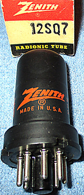 1 NOS Zenith 12SQ7 Vacuum Tube -1950 Triode/Twin-Diode for Vintage Radios