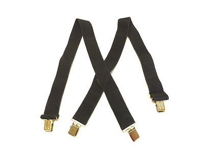 Mens Suspenders Faded Black Heavy Duty Elastic Suspenders Good Condition
