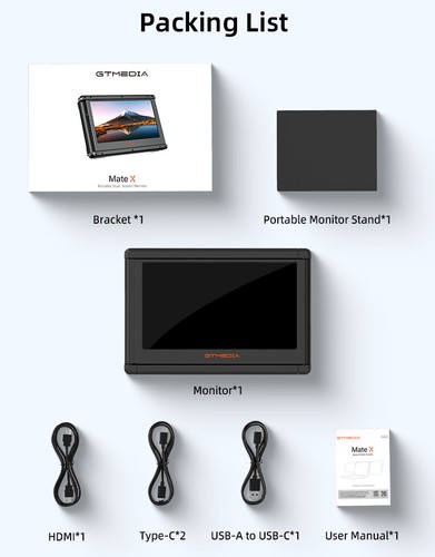 11.6 inch Trifold Portable Monitor 1080P IPS FHD Laptop Screen Extender HDMI USB - Picture 24 of 24