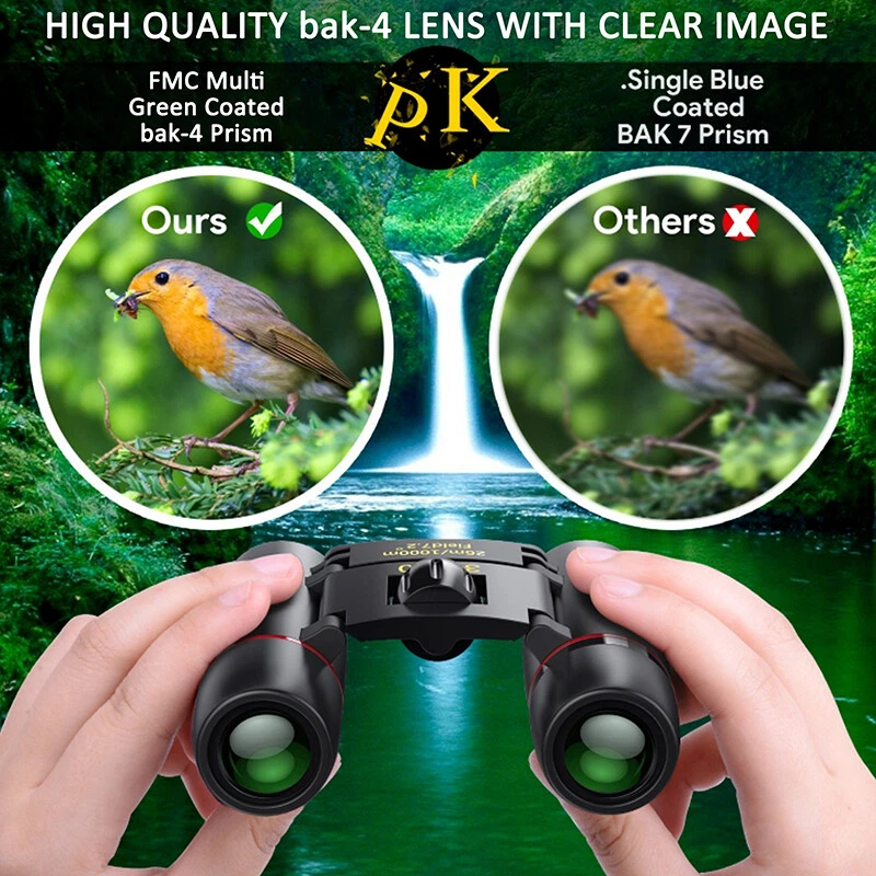Binóculos 30x60 com prisma de visão noturna diurna alta potência à prova d'água + estojo - Imagem 3 de 4