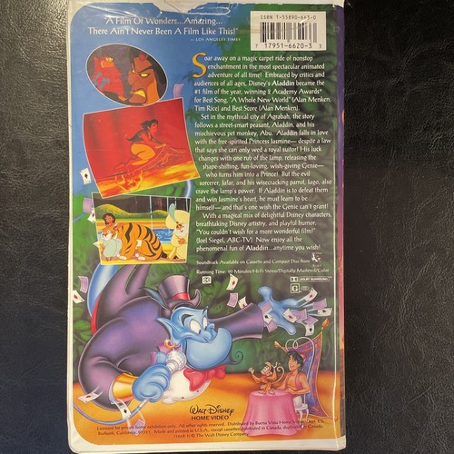 Walt Disney's Aladdin (VHS, 1993) RARE- BLACK DIAMOND EDITION, The Classics - Picture 3 of 4