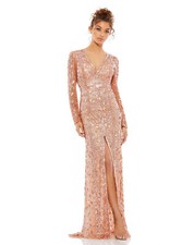 Mac Duggal 5002 Sequin Bead Gown SZ 10 Blush Pink Mrsp $598