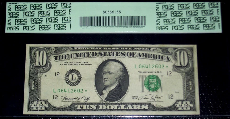 (FR.2022-L*) 1974 $10 STAR NOTE ERROR (Partial Face to Back Offset) PCGS-VF25 - Image 2 of 2