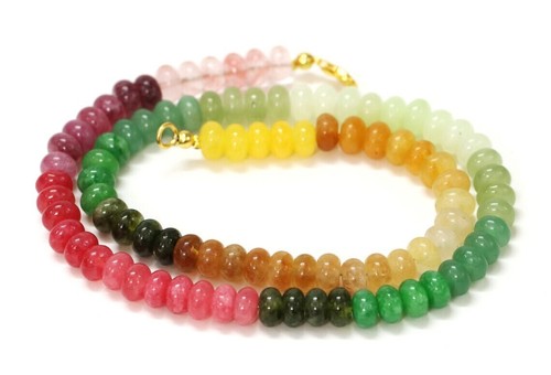 Beautiful Mix color Quartz smooth rondelle Beads Necklace,beautiful 7-8mm Multy - Picture 6 of 9