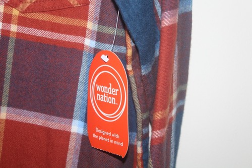 Boys Long Sleeve Plaid Flannel Shirt in Orange Brick Size XL (14-16) - Picture 2 of 6