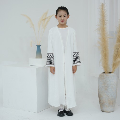 Vestido Cárdigan Abaya Abierto Bordado Dubai Niño Niñas Bata Musulmana Suelto Informal - Imagen 31 de 60