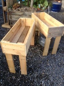 Raised Garden Bed On Legs Planter Box Trough Wooden Rustic Patch