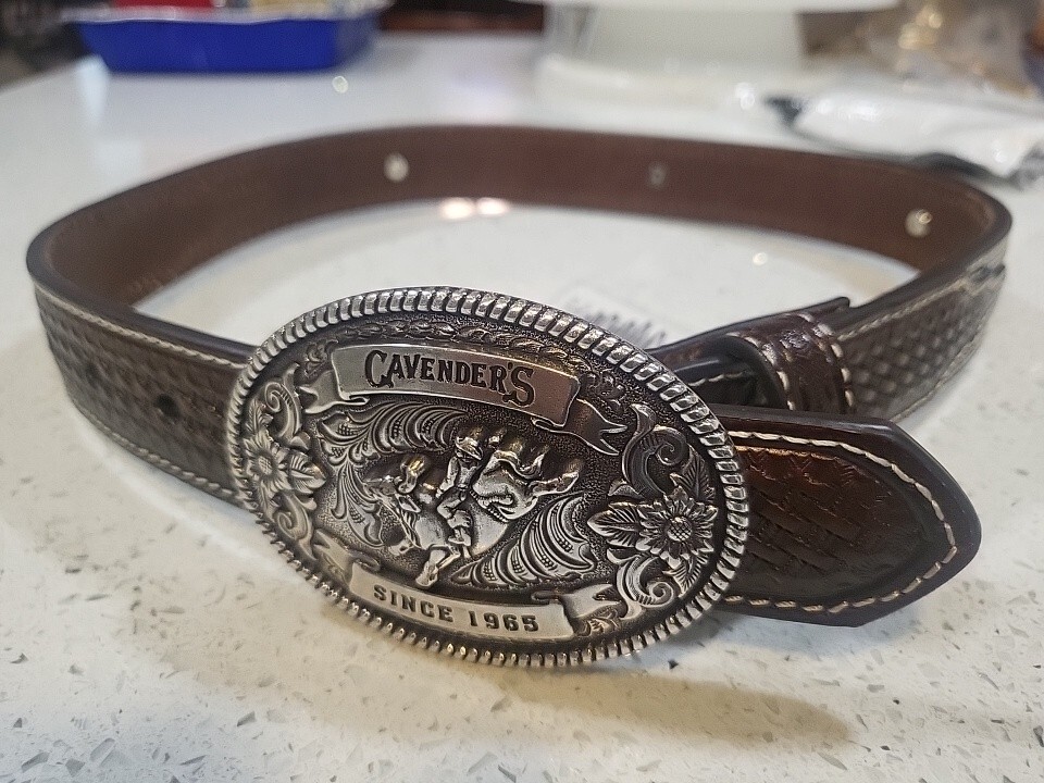 Cavenders Since 1965 Sz 24 Western Brown Leather Belt Bull Riding Rodeo