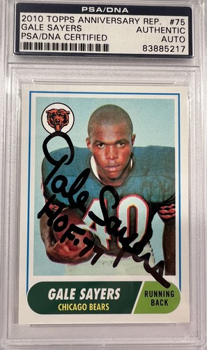 2010 Topps Anniversary 1968 #75 Gale Sayers Slabbed handsignierte Karte PSA DNA