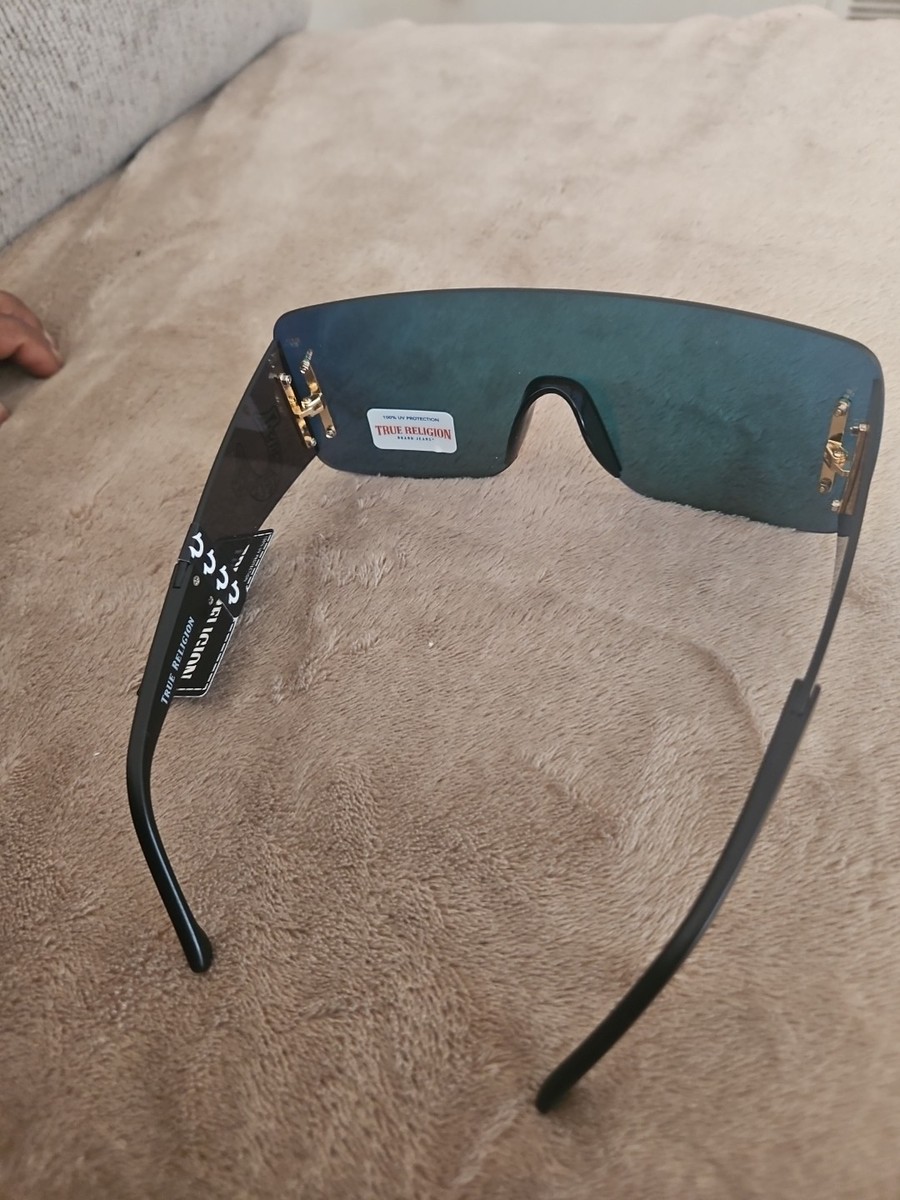 TRUE RELIGION Mirrored Shield Curved Sport Rimless Unisex Sunglasses BNWT True Religion True Religion Rimless Shield Sunglasses  main image 2