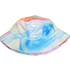 Justice Girl's Pastel Neon Tie Dye Bucket Hat Smiley Face Flower Multicolor