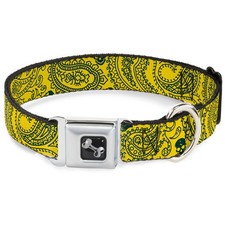 Dog Collar Bone Bandana/Skulls Gold/Green Small 9.5-13"