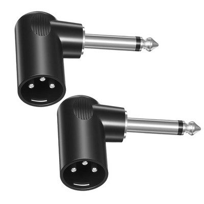 Right Angle Adapter Male to TS 1/4'', 2 Pack Adjustable XLR 90 Degree Adapter ...