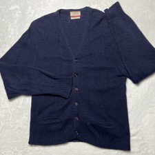 Vintage 60  s Jantzen Navy Blue Cardigan Rare Shetland Wool Kurt Cobain Grunge L
