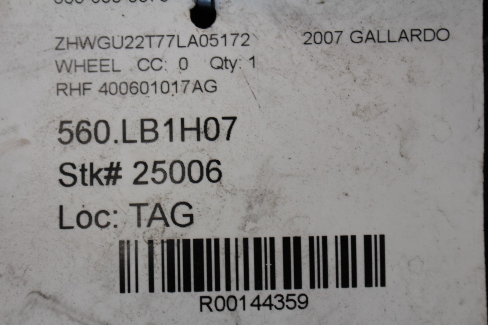 Lamborghini Gallardo Coupe, Spyder, Front Wheel, Curb Rash Used, P/N 400601017AG