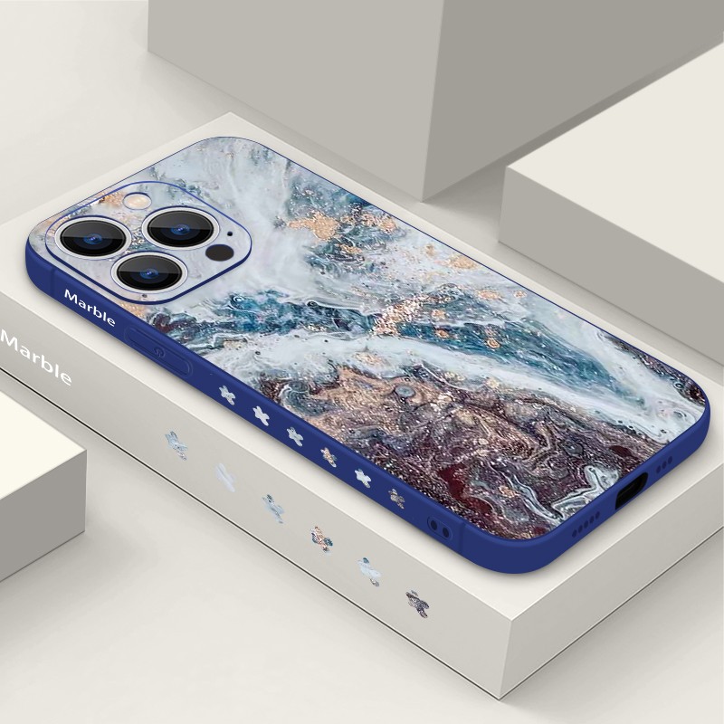 Coque IPhone 15 14 13 12 11 XR - Protection Antichoc Marbrée Hybride, Design Peinture - Neuf Sous Blister