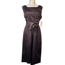 Studio I vintage 90s y2k boho brown midi dress with bow detail sz 12 NWT