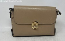 Vera Pelle Womens Beige Leather Adjustable Strap Shoulder Crossbody Purse