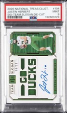 2020 NATIONAL TREASURES COLLEGE #104 JUSTIN HERBERT 6/10 PSA 9