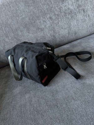 Vintage Prada Sport Red Tab Black Crossbody Messenger Bag Luxury