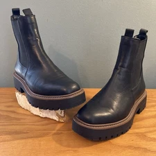 SAM EDELMAN Laguna Black Leather Chunky Chelsea Boot Women's 6 M Timeless