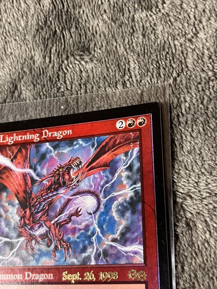 Lightning Dragon Urza’s Saga 1st FOIL Pre-Release Promo Magic MTG NEAR MINT / NM - Image 4 of 4